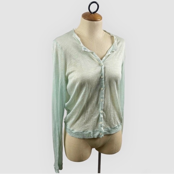 Rozae Nichols Mint Green Metallic Cardigan Sweater - Picture 4 of 9